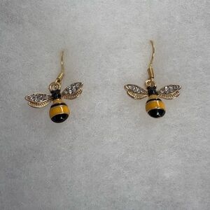 Hand Crafted Gold and Black Bee Earrings